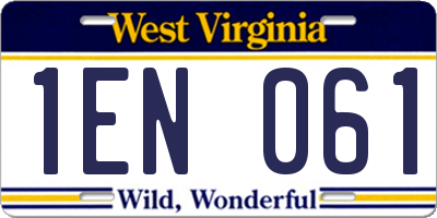 WV license plate 1EN061