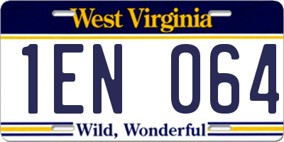 WV license plate 1EN064