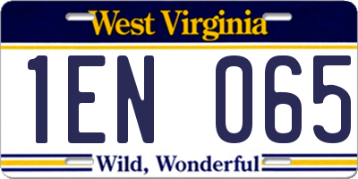 WV license plate 1EN065