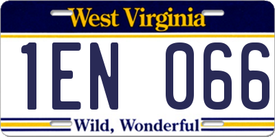 WV license plate 1EN066