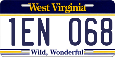 WV license plate 1EN068