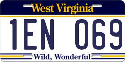 WV license plate 1EN069