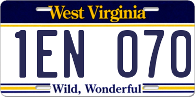 WV license plate 1EN070
