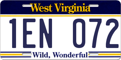 WV license plate 1EN072