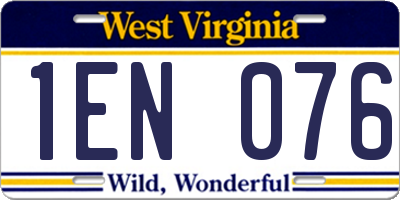 WV license plate 1EN076