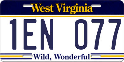 WV license plate 1EN077