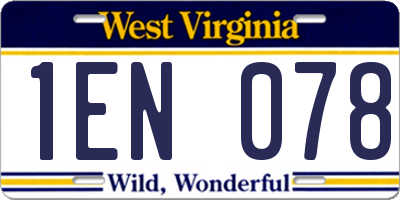 WV license plate 1EN078