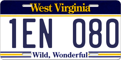 WV license plate 1EN080