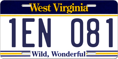 WV license plate 1EN081