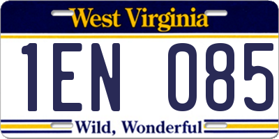 WV license plate 1EN085