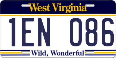 WV license plate 1EN086