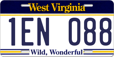WV license plate 1EN088