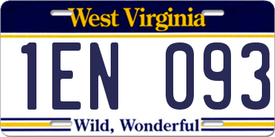 WV license plate 1EN093