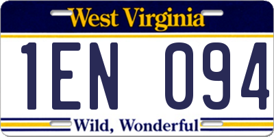 WV license plate 1EN094