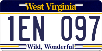 WV license plate 1EN097