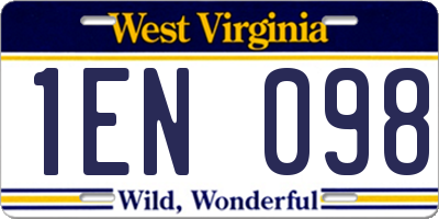 WV license plate 1EN098