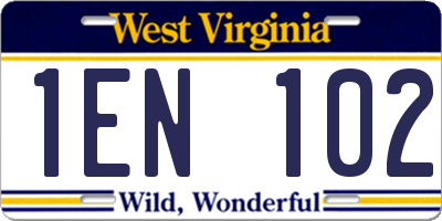 WV license plate 1EN102