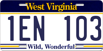 WV license plate 1EN103