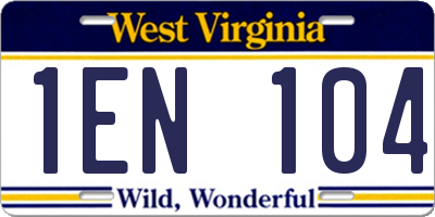 WV license plate 1EN104