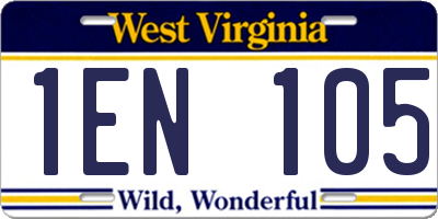 WV license plate 1EN105