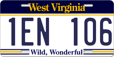WV license plate 1EN106