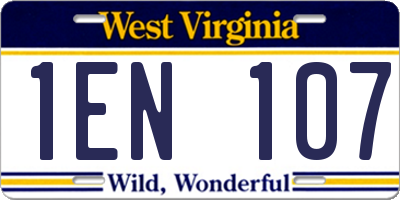 WV license plate 1EN107