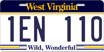 WV license plate 1EN110