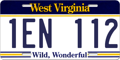 WV license plate 1EN112