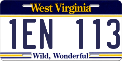 WV license plate 1EN113