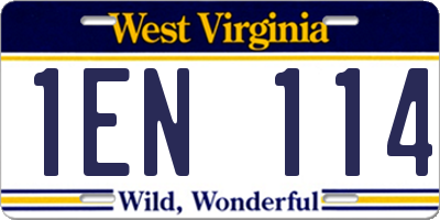 WV license plate 1EN114