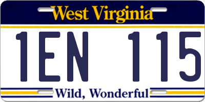 WV license plate 1EN115