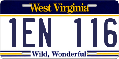 WV license plate 1EN116