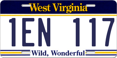 WV license plate 1EN117