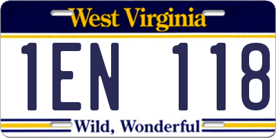 WV license plate 1EN118
