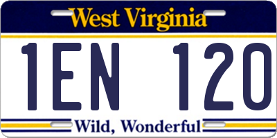 WV license plate 1EN120