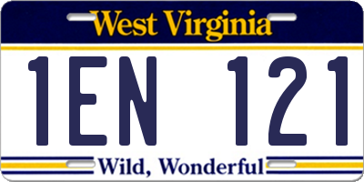 WV license plate 1EN121