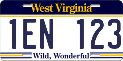 WV license plate 1EN123