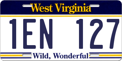 WV license plate 1EN127