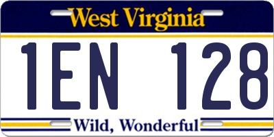 WV license plate 1EN128
