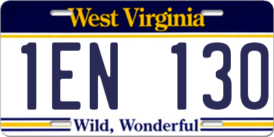 WV license plate 1EN130