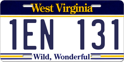 WV license plate 1EN131