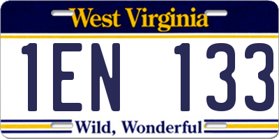 WV license plate 1EN133