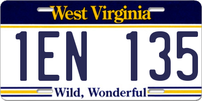 WV license plate 1EN135