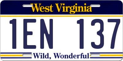 WV license plate 1EN137