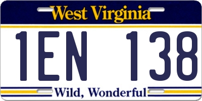 WV license plate 1EN138