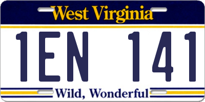 WV license plate 1EN141