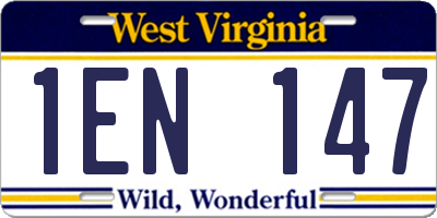 WV license plate 1EN147