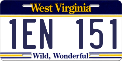 WV license plate 1EN151