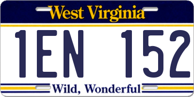 WV license plate 1EN152
