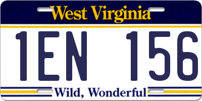 WV license plate 1EN156